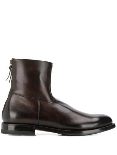 Silvano Sassetti Zipped Ankle Boots In Brown