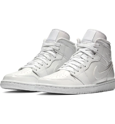 Jordan 1 Mid Sneaker In White/ White/ White