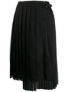 Fendi Pleated Silk Organza Wrap Skirt In Black