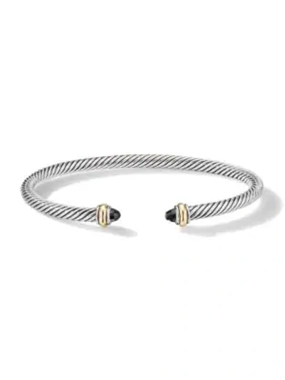 David Yurman Women's Cable 18k Yellow Gold, Sterling Silver & Gemstone Bracelet In Black