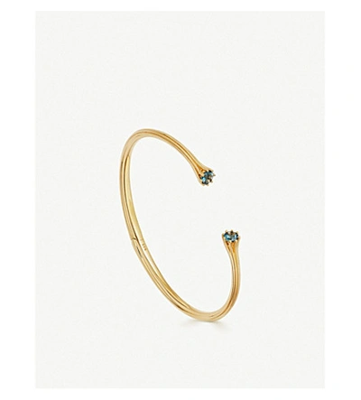 Astley Clarke Gold Plated Vermeil Silver Linia London Blue Topaz Open Bangle