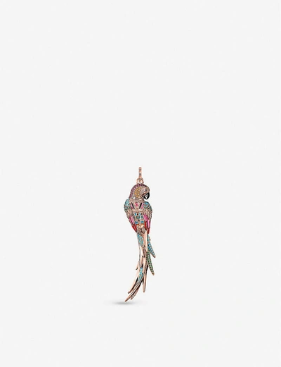 Thomas Sabo 18ct Rose Gold-plated Sterling Silver, Enamel, Zirconia And Ceramic Parrot Pendant In Multicoloured