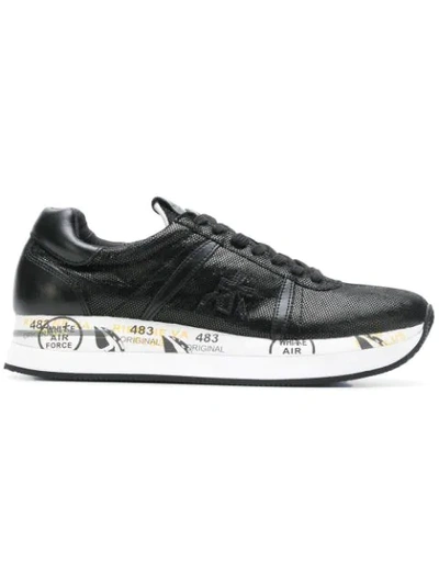 Premiata Conny Crocodile-effect Sneakers In Black