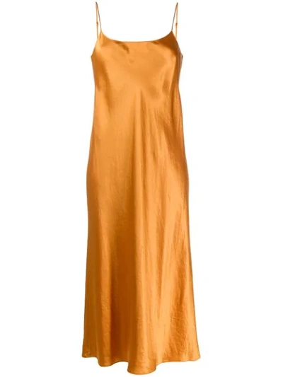 Vince Shine Effect Slip Dress In Yellow