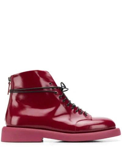 Marsèll Varnished Ankle Boots In Red