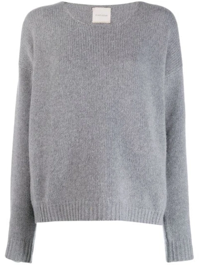 Fine Edge Boyfriend Crew Neck Jumper In Medium Grey