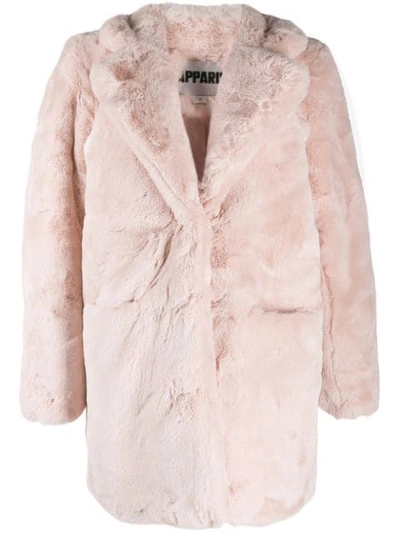 Apparis Faux-fur Midi Coat In Pink