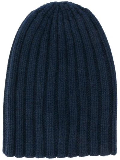 Laneus Ribbed Knit Beanie In Blue