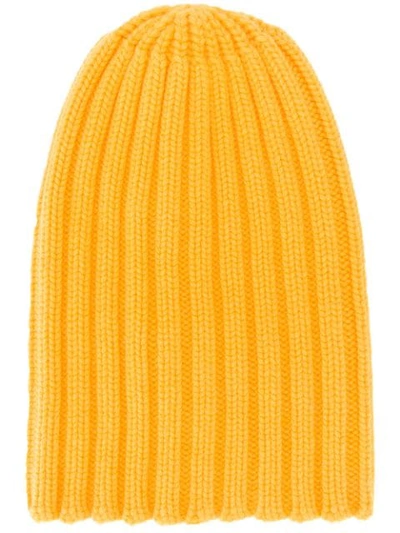 Laneus Ribbed Knit Beanie In Yellow