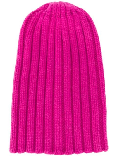 Laneus Ribbed Knit Beanie In Pink