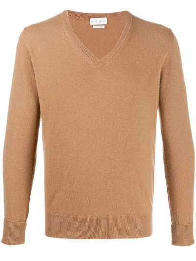 Ballantyne V-neck Jumper In Brown