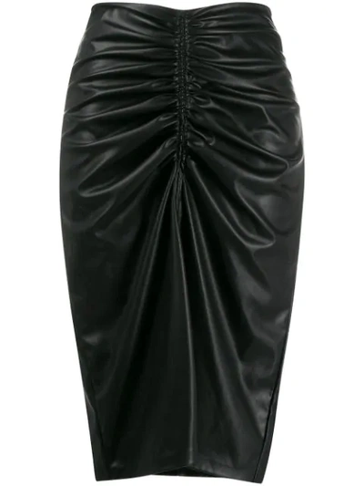 8pm Ruched Midi Skirt In Black