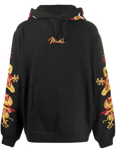 Maharishi Dragon Embroidery Hoodie In Black