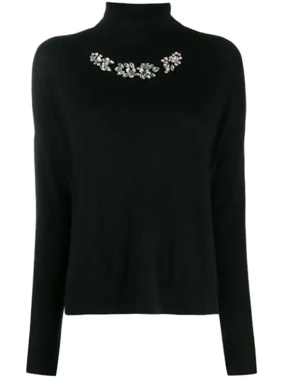 Liu •jo Rhinestone-embellished Jumper In Black