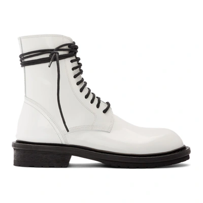 Ann Demeulemeester Ssense Exclusive White Leather Lace-up Boots