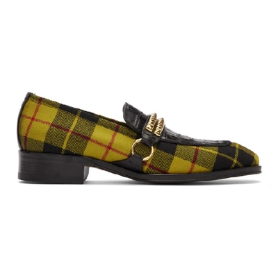 Giuseppe Zanotti Black And Yellow Plaid Loafers In Multi Gialo
