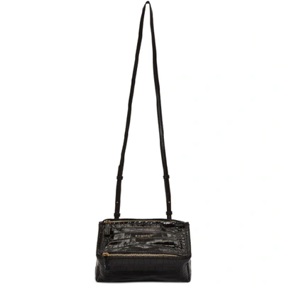Givenchy Black Croc Mini Pandora Bag In 001 Black
