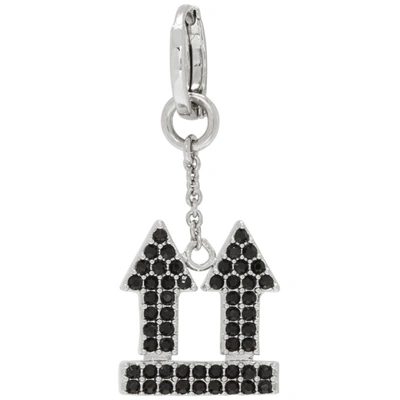 Off-white Silver & Black Crystal Arrows Single Earring In Silver/blac