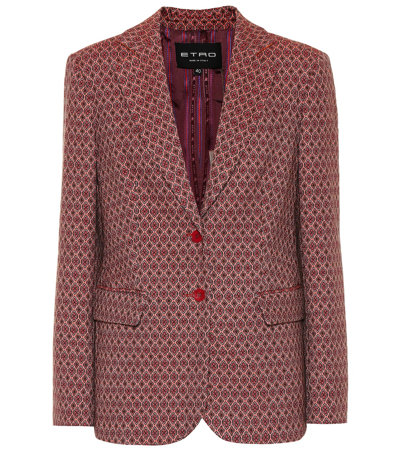 Etro Wool-blend Jacquard Blazer In Red