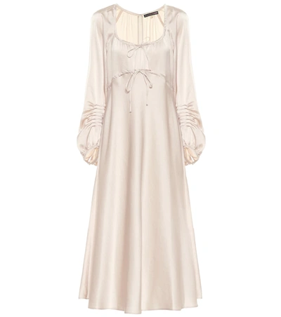 Alexa Chung Satin Midi Dress In Beige