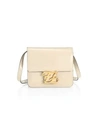 Fendi Karligraphy Patent Leather Crossbody Bag In Milk Soft Gold