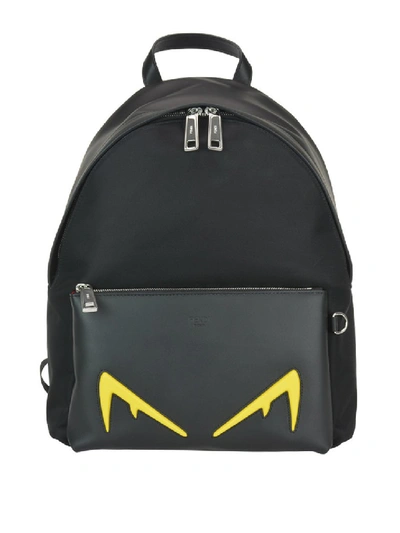 Fendi Diabolic Eyes Leather And Nylon Backpack In Black ModeSens