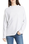 Frank & Eileen Tee Lab Funnel-neck Fleece Sweatshirt In White/ Navy Melange Stripe