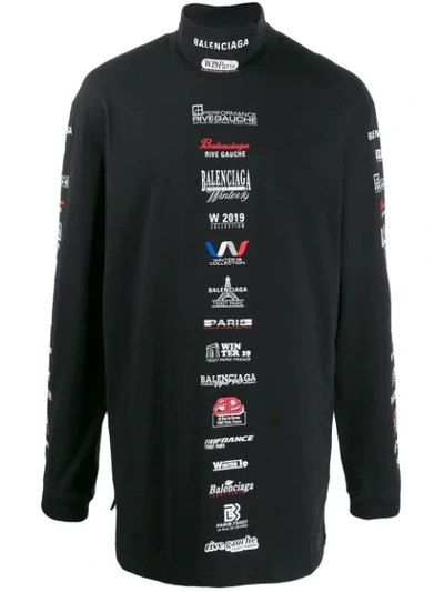 Balenciaga Black Logo List Long Sleeve T-shirt