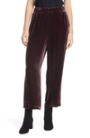 Eileen Fisher Wide Leg Velvet Ankle Pants In Cassis