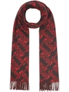 Burberry Tb Monogram-jacquard Cashmere Scarf In Crimson