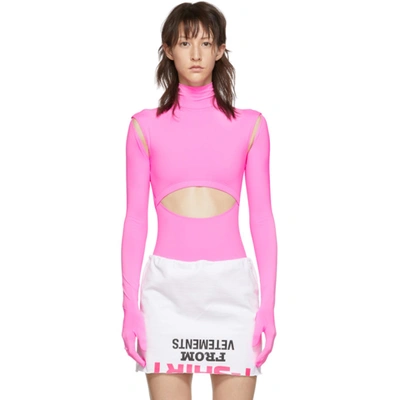 Vetements Lycra Bodysuit W/ Cut-outs In Fluo Pink