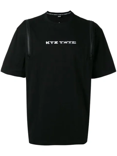 Ktz Zip Shoulder Cotton Jersey T-shirt In Black