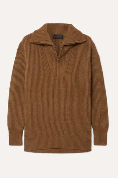 Nili Lotan Beni Half-zip Cashmere Sweater In Brown