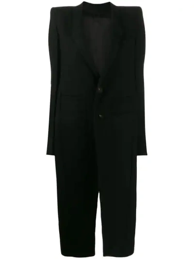 Rick Owens Neue Single-breasted Wool Coat In Black