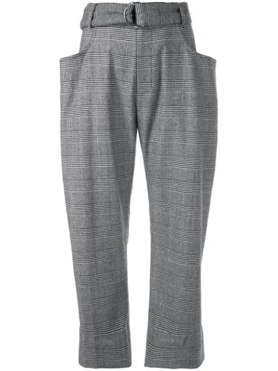 Proenza Schouler Checkered Dropped Waist Trousers In Black