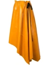 Proenza Schouler Asymmetrical Shiny Leather Mid Skirt In Orange