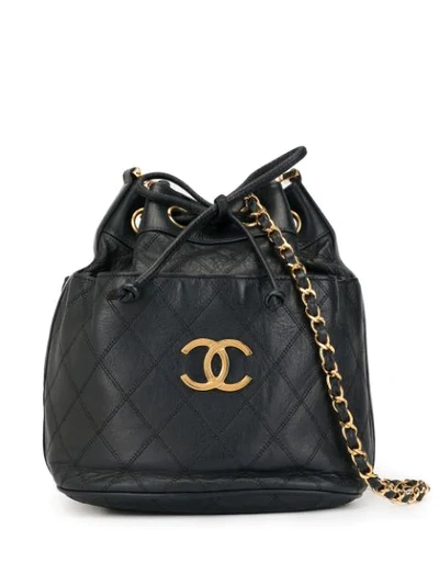 Pre-owned Chanel Drawstring Chain Shoulder Bag In Navy