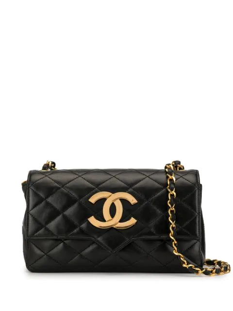 Pre Owned Chanel Diamond Quilted Cc Crossbody Bag In Black Modesens