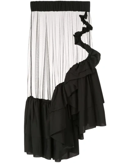 Roberts Wood Sheer Tulle Skirt In Black