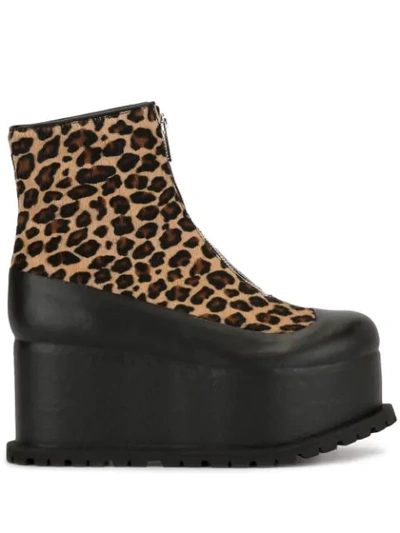 Sacai Leopard Platform Boots In Black