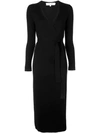 Diane Von Furstenberg Knitted Wrap Dress In Black