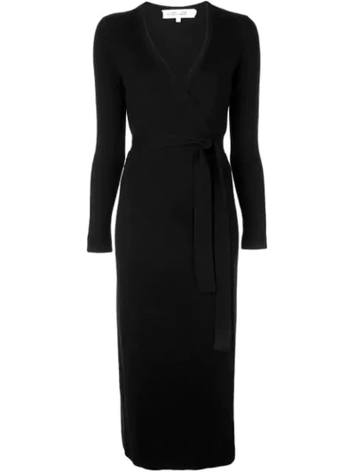 Diane Von Furstenberg Knitted Wrap Dress In Black
