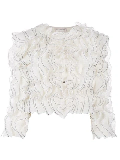 Alexander Mcqueen Pleated Ruffle Blouse In White