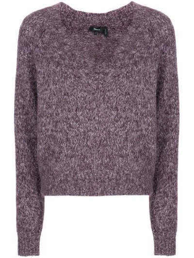 Theory Marled V-neck Baby Alpaca-blend Sweater In Mulberry/thistle