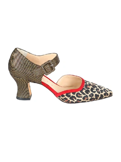 Chie Mihara Pump In Cheetah Multi Ante Rojo Glitzy Gold