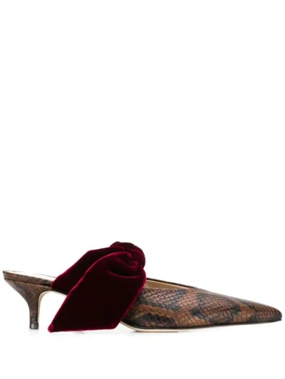 Gia Couture Calf Mules With Hell In Brown