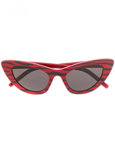 Saint Laurent Zebra Print Sunglasses In Red