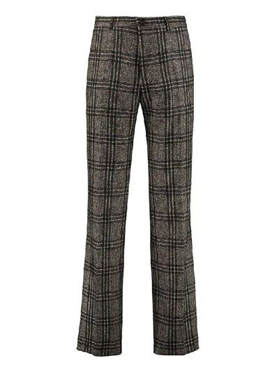 Dolce & Gabbana Prince Of Wales Check Trousers In Brown