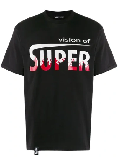 Vision Of Super T-shirt Black Flames Logo