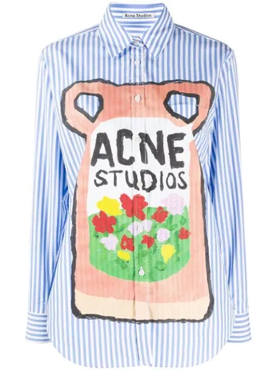 Acne Studios Ceramic-print Striped Shirt Blue/white